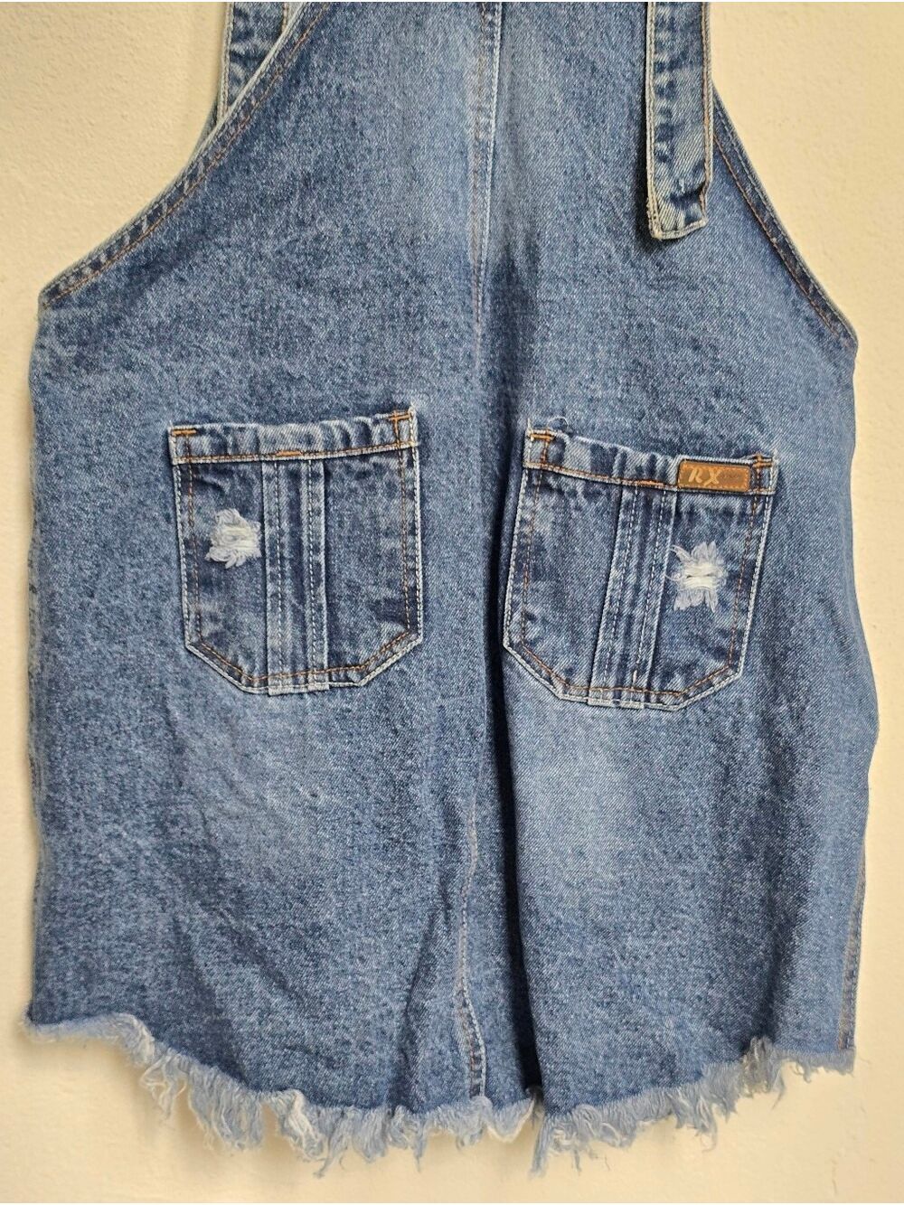 Disney Mickey Mouse Denim Overall Dress RX Jeans Distressed Size Medium - Picture 13 of 17